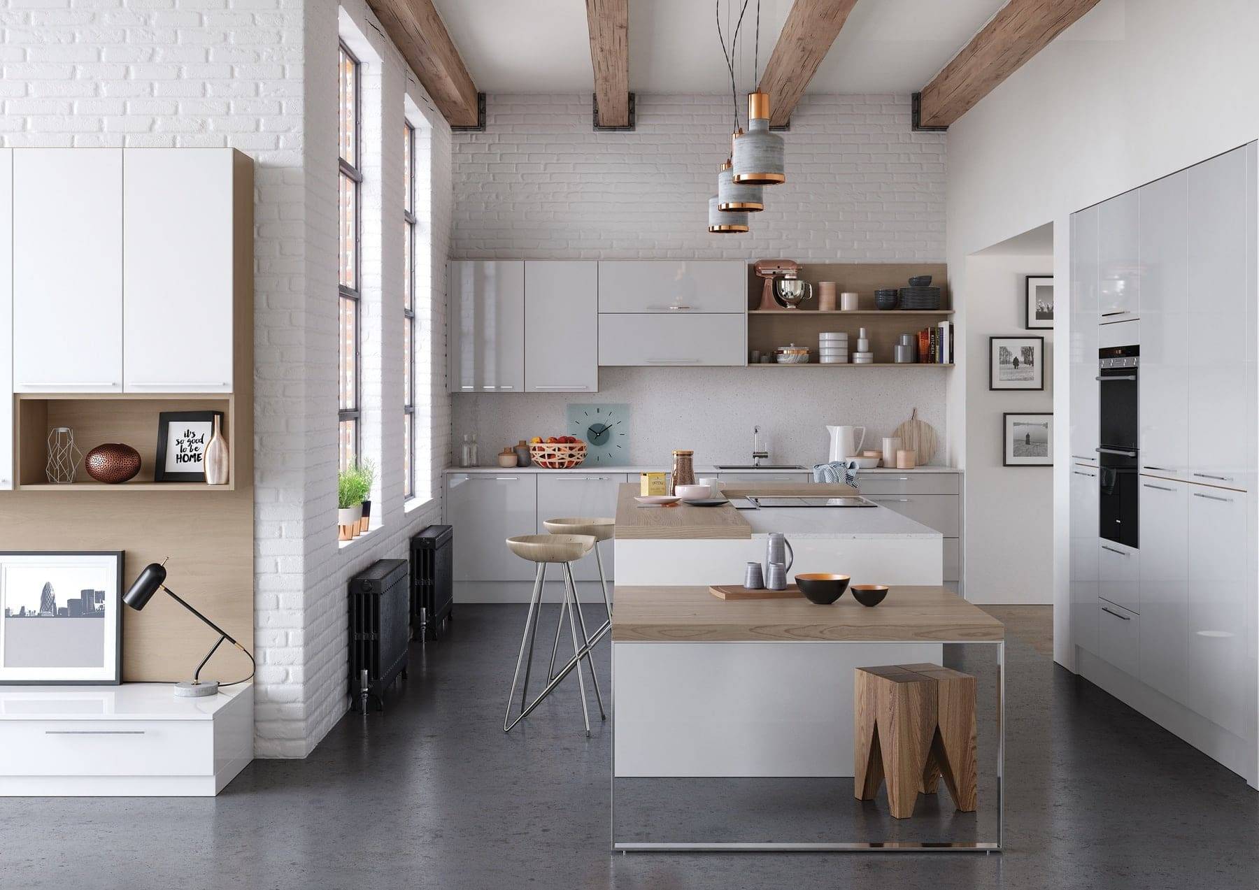 Zola Gloss White And Light Grey Kitchen | Atelier Kuchen, Wimbledon