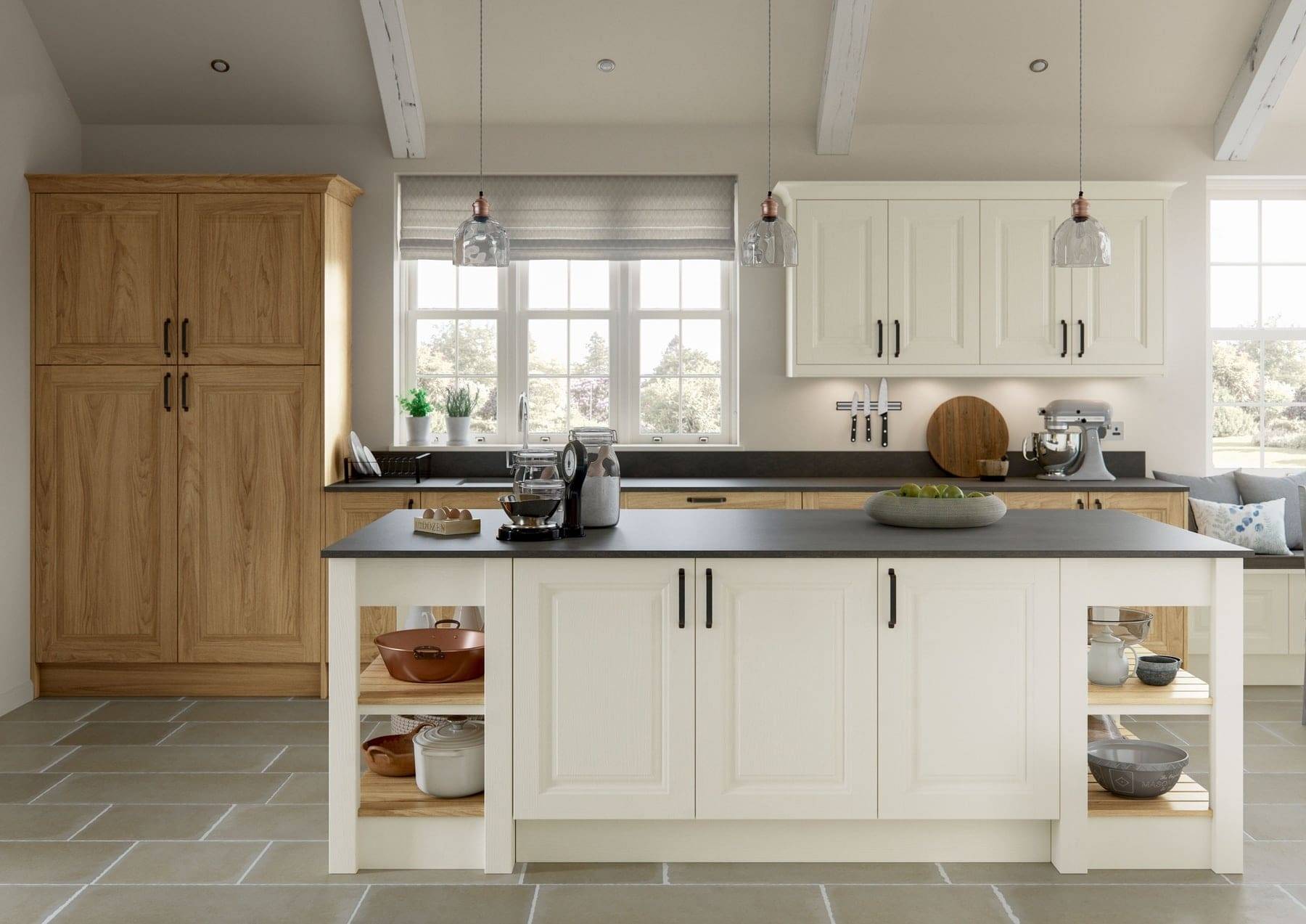 Jefferson Light Oak And Ivory Shaker Kitchen | Atelier Kuchen, Wimbledon