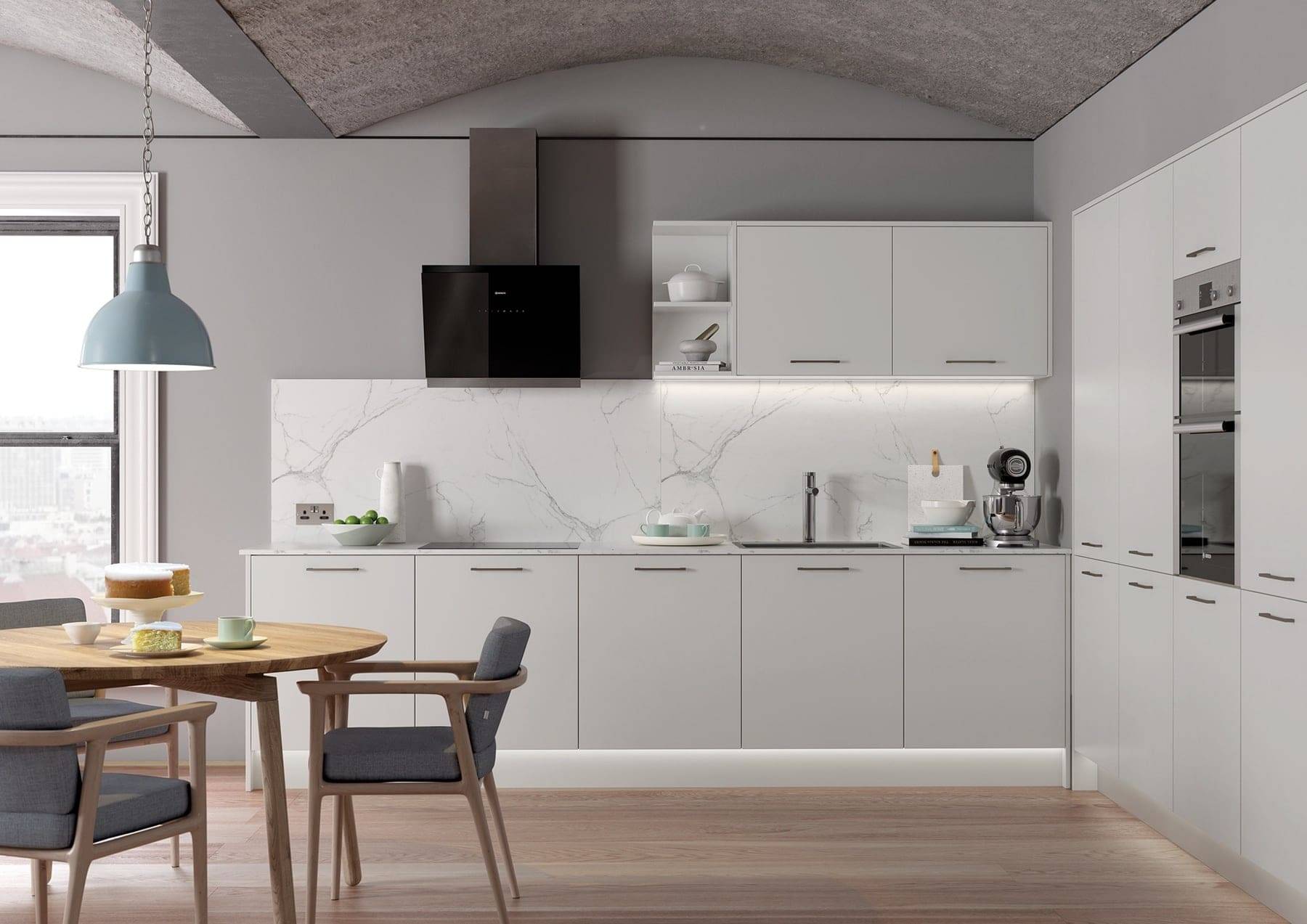 Zola Soft Matte Light Grey L Shaped Kitchen | Atelier Kuchen, Wimbledon
