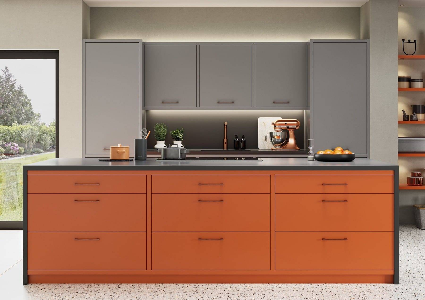Zola Matte Cms Orange Dust Grey And Graphite In Frame Kitchen | Atelier Kuchen, Wimbledon