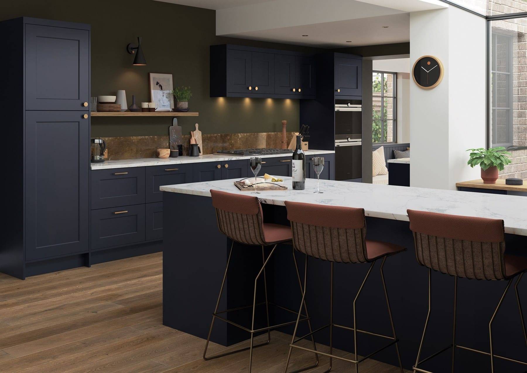 Florence Slate Blue In Frame Kitchen | Atelier Kuchen, Wimbledon