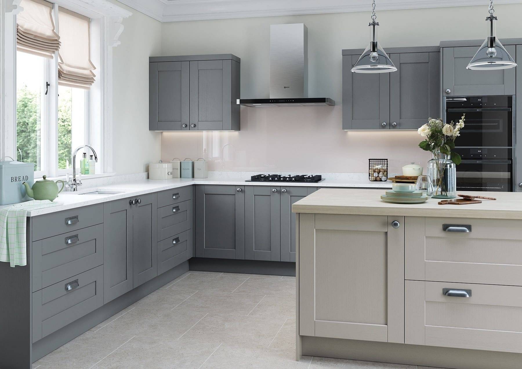 Kensington Light Grey And Dust Grey Shaker Kitchen | Atelier Kuchen, Wimbledon
