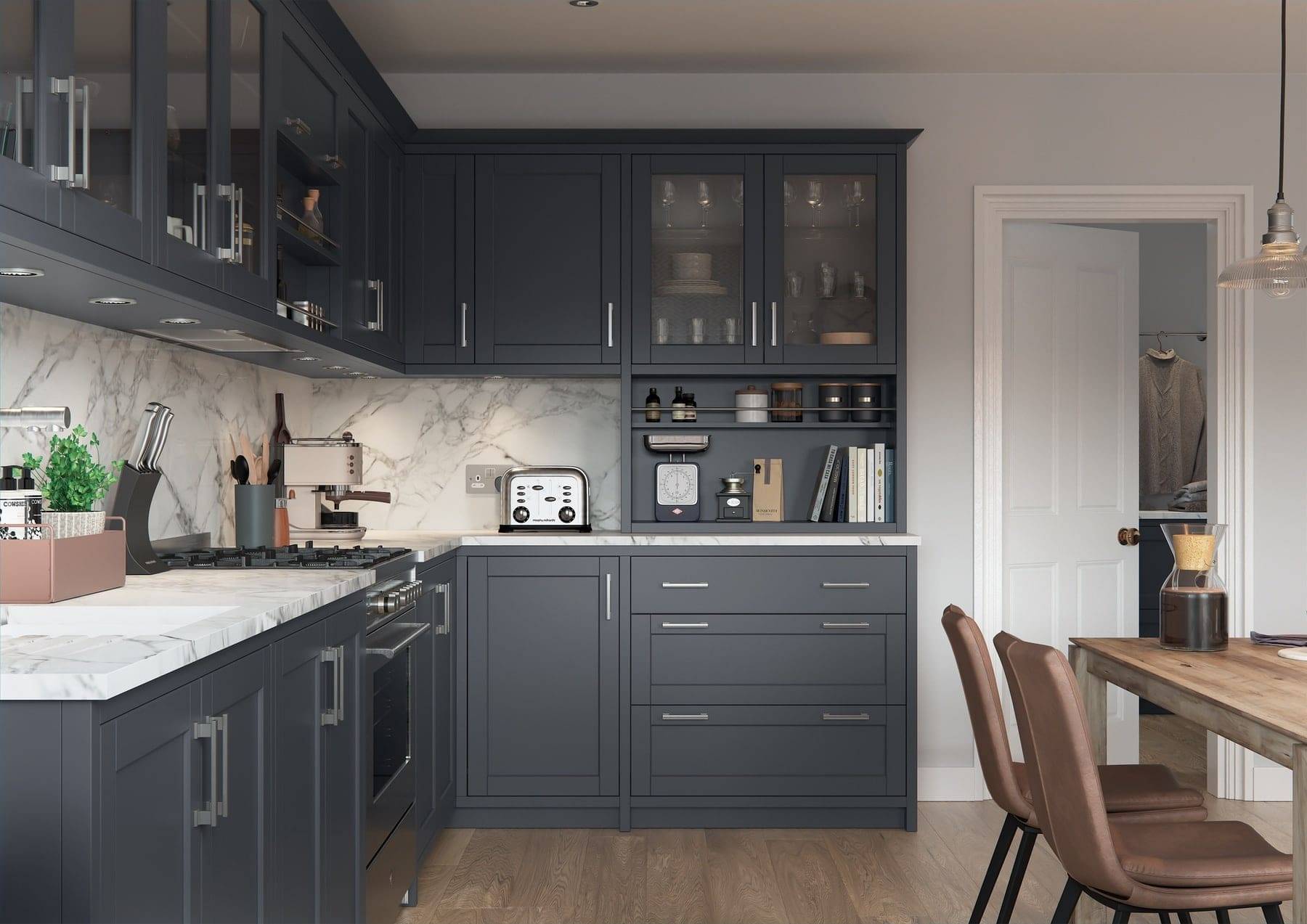 Dawson Indigo Shaker L Shaped Kitchen | Atelier Kuchen, Wimbledon