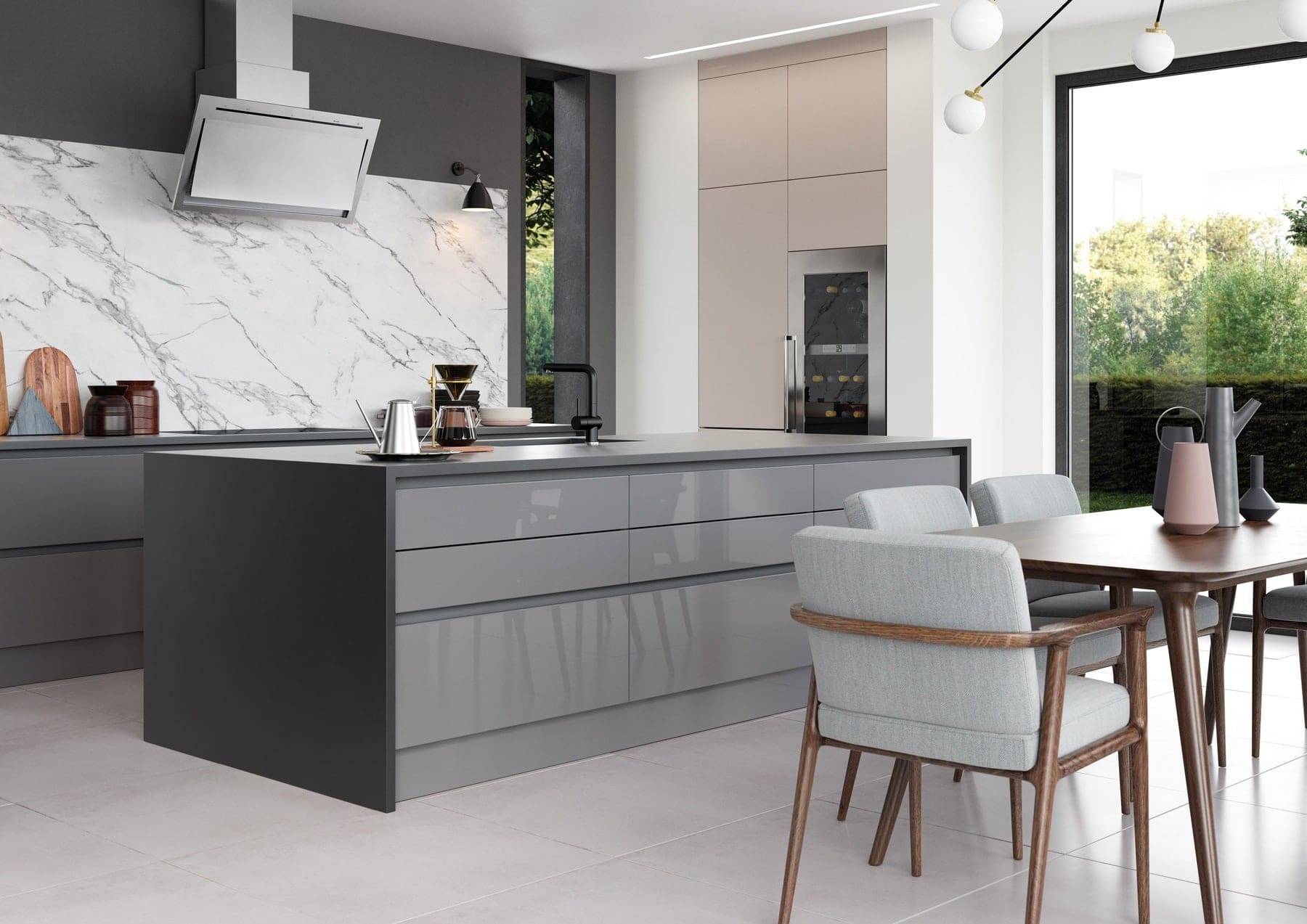 Zola Gloss Dust Grey And Tavola Carbon Kitchen | Atelier Kuchen, Wimbledon
