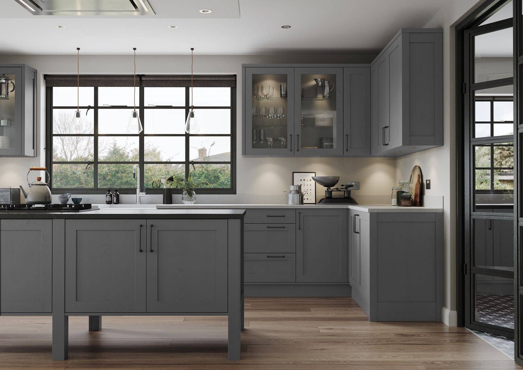 Aldana Dust Grey L Shaped Shaker Kitchen | Atelier Kuchen, Wimbledon