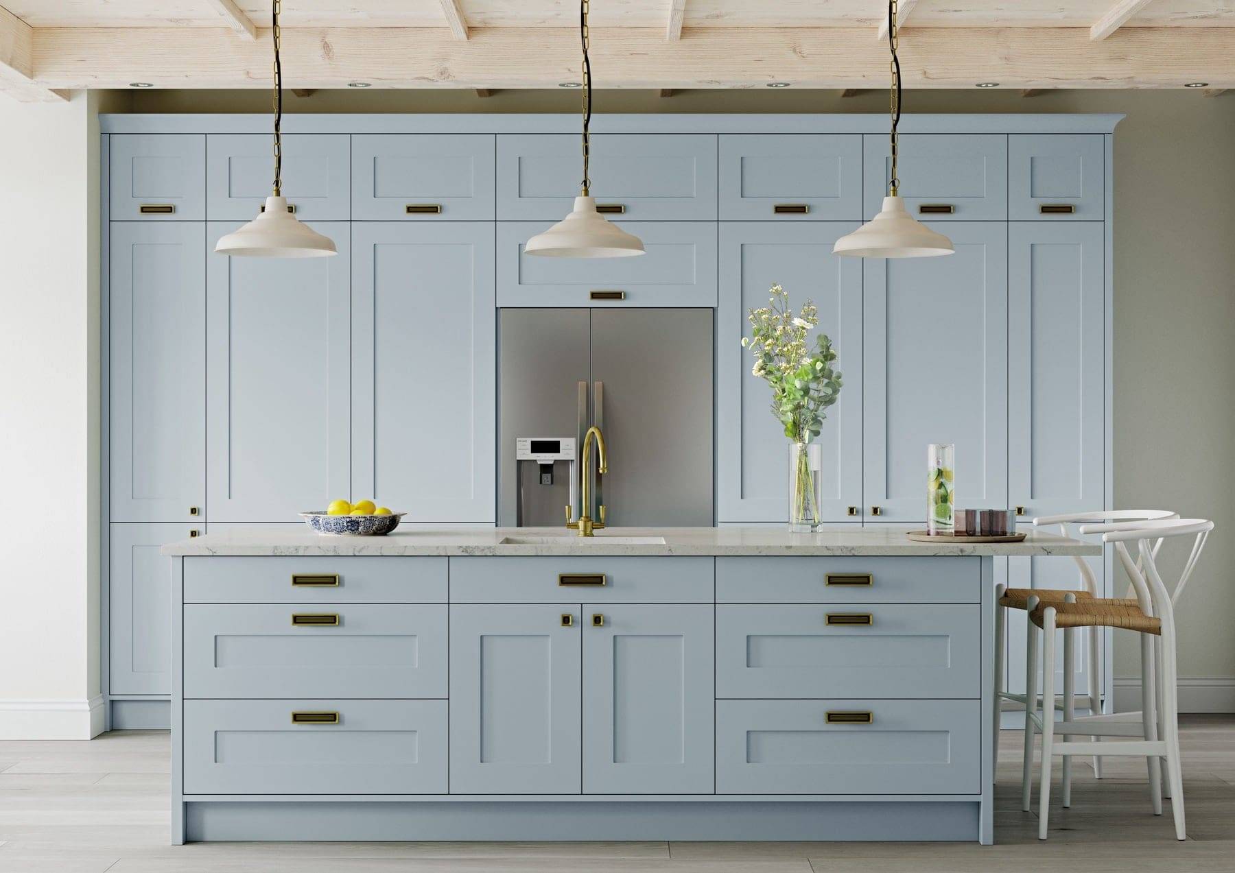 Georgia Pantry Blue Shaker Kitchen With Island 1 | Atelier Kuchen, Wimbledon
