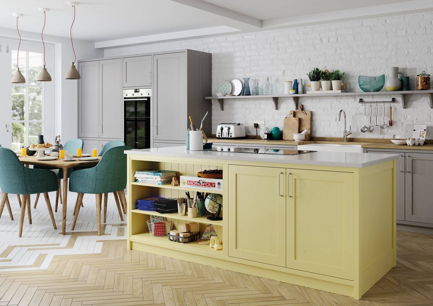 Aldana Cms Yellow And Dust Grey Shaker Kitchen | Atelier Kuchen, Wimbledon