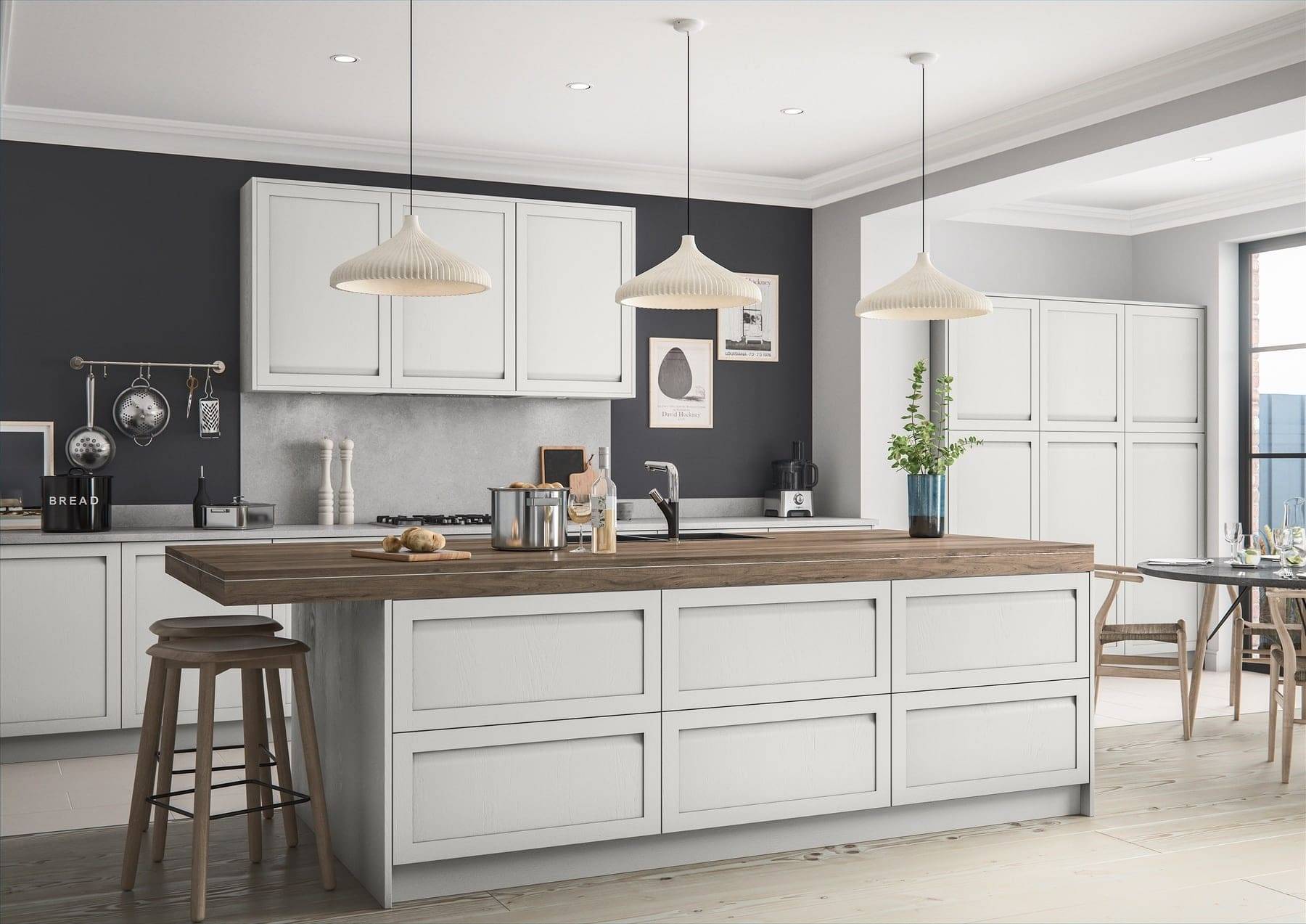 Harborne Light Grey Shaker Kitchen With Island | Atelier Kuchen, Wimbledon
