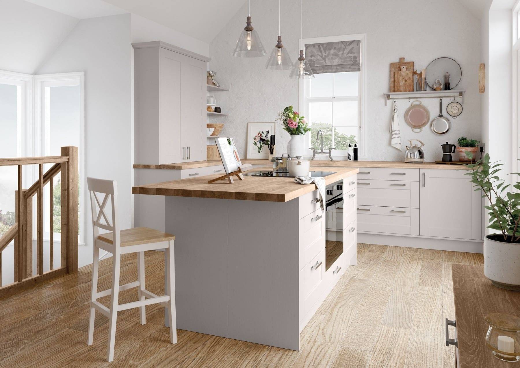 Kensington Cashmere L Shaped Kitchen With Island | Atelier Kuchen, Wimbledon