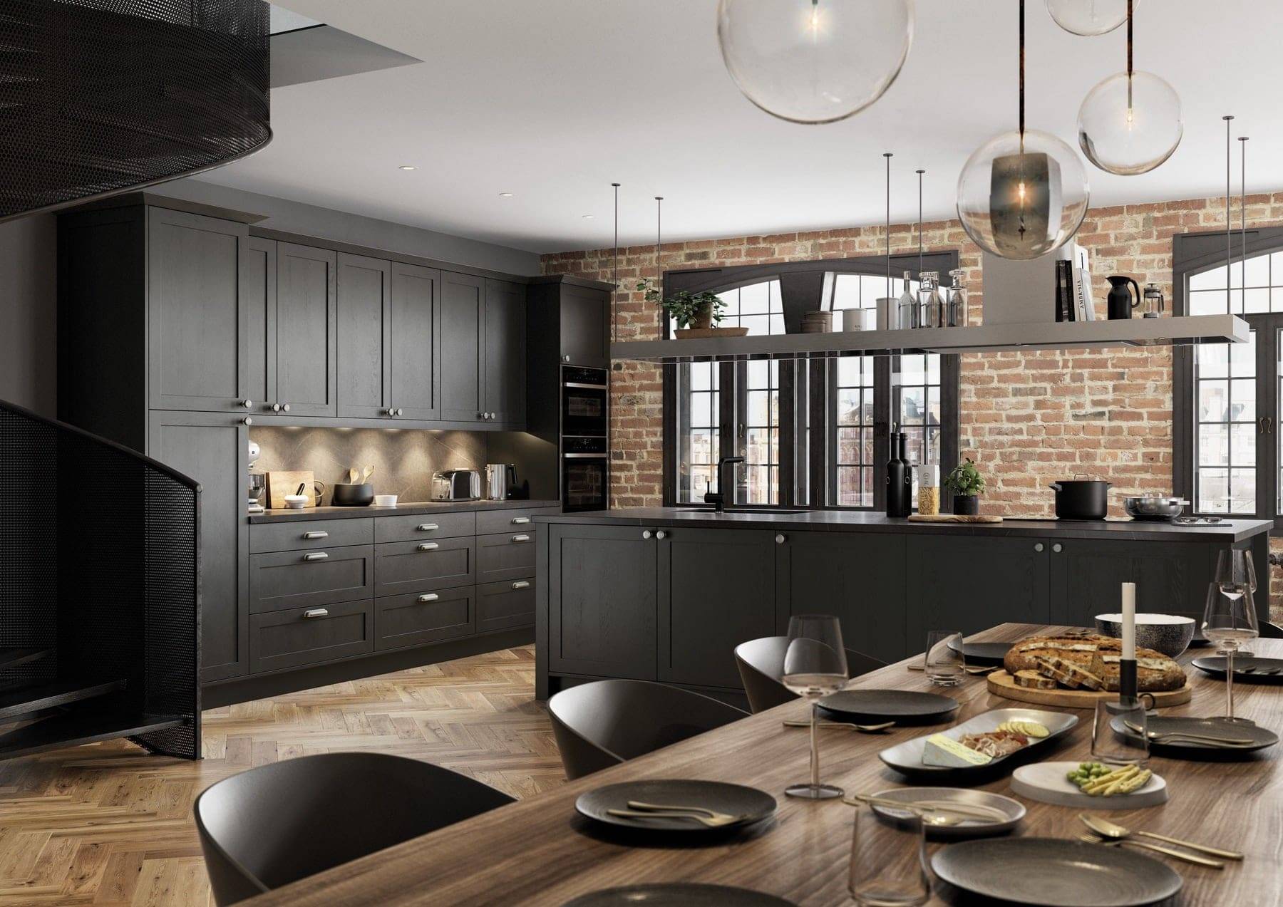 Aldana Graphite Open Plan Kitchen With Island | Atelier Kuchen, Wimbledon