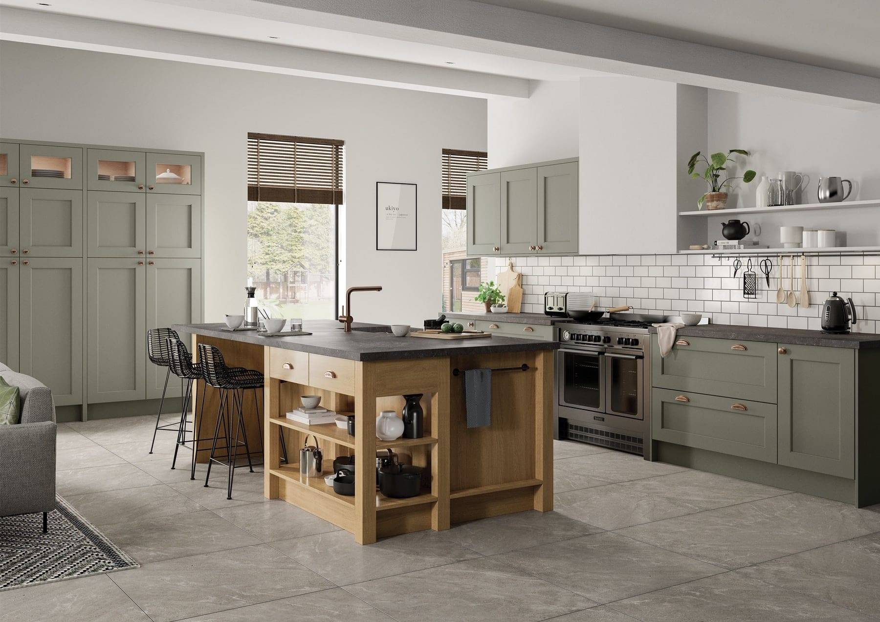 Wakefield Cardamom And Light Oak Shaker Kitchen | Atelier Kuchen, Wimbledon